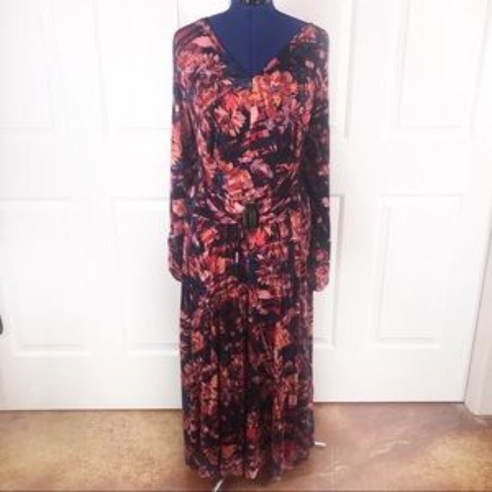 🆕️ 3X Liz Lange Belted Floral Maxi  NWOT